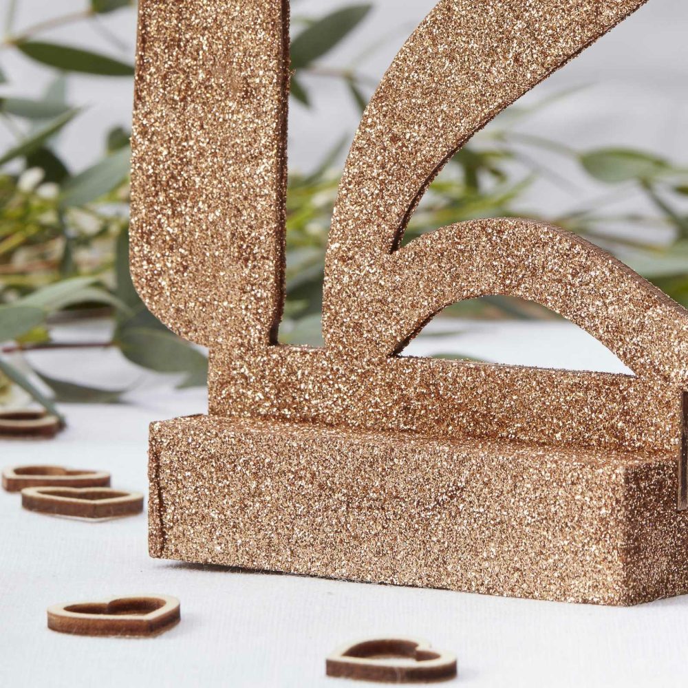 Wedding Table Numbers |   Rose Gold Glitter Wooden Table Numbers 1-12 Wedding Table Decorations Wedding Table Numbers