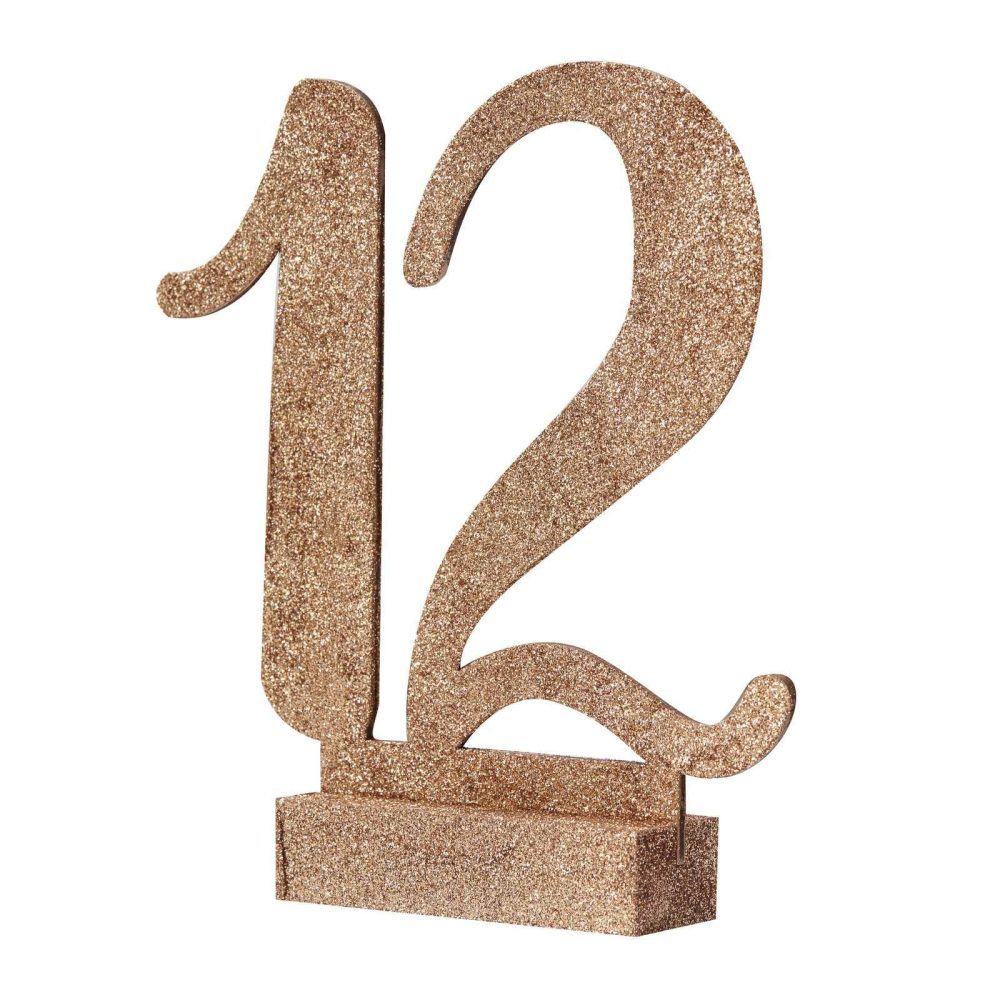 Wedding Table Numbers |   Rose Gold Glitter Wooden Table Numbers 1-12 Wedding Table Decorations Wedding Table Numbers