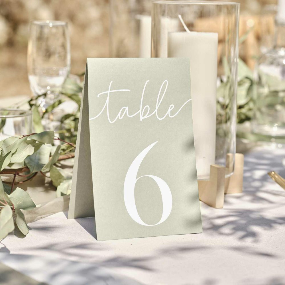 Wedding Table Numbers |   Sage Card 1-12 Wedding Table Numbers Wedding Table Decorations Wedding Table Numbers