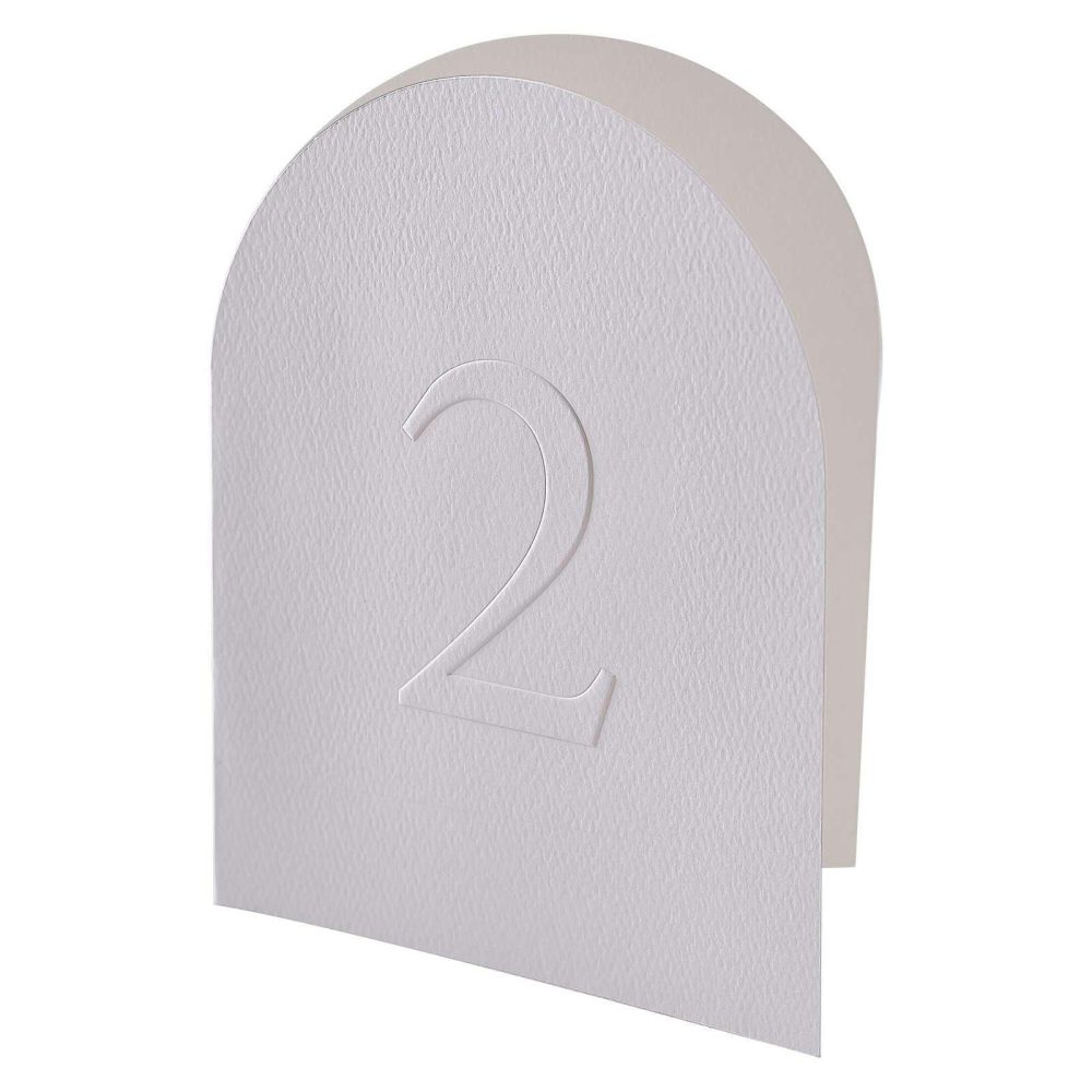 Wedding Table Numbers |   White Embossed Card Table Numbers Wedding Table Decorations Wedding Table Numbers