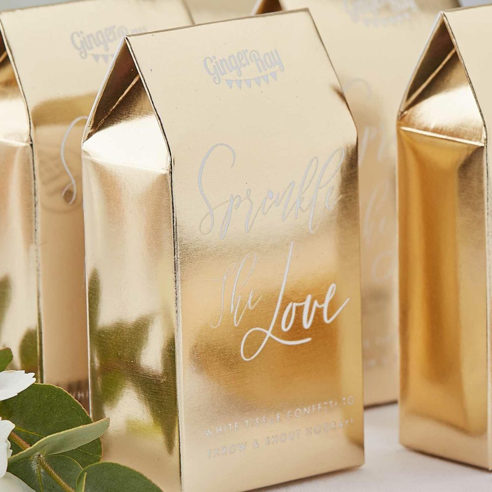 Wedding Throwing Confetti |   Gold Wedding White Confetti Box Wedding Details Wedding Throwing Confetti