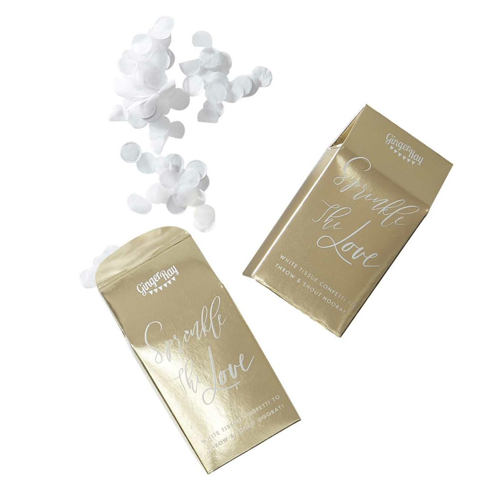 Wedding Throwing Confetti |   Gold Wedding White Confetti Box Wedding Details Wedding Throwing Confetti