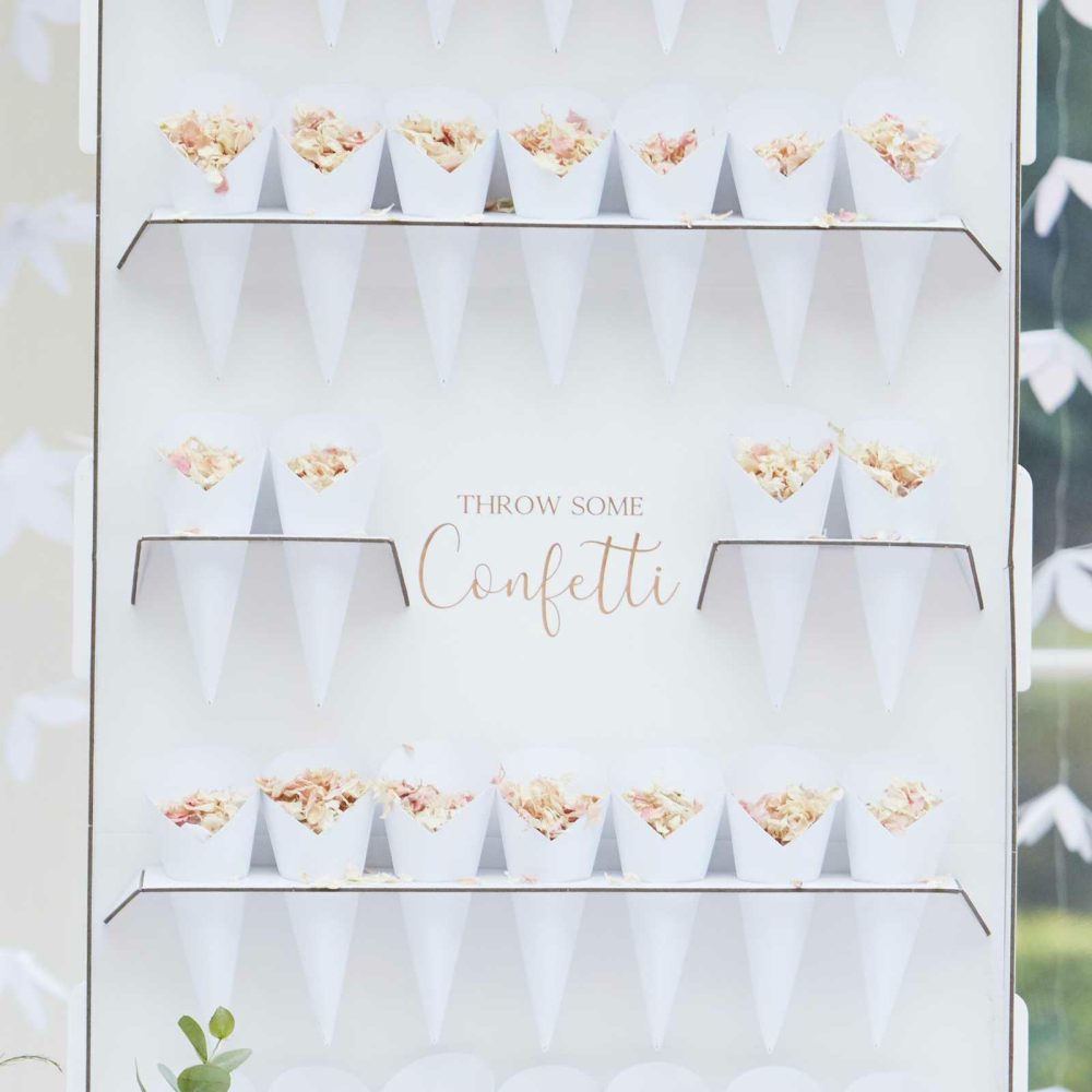 Wedding Throwing Confetti |   Wedding Confetti Cone Holder Stand & Cones Wedding Details Wedding Throwing Confetti