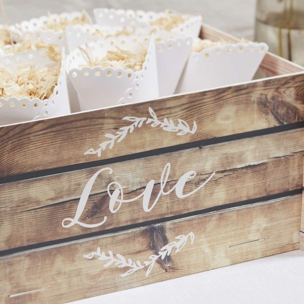 Wedding Throwing Confetti |   Wooden Effect Card Wedding Crate Wedding Details Wedding Throwing Confetti