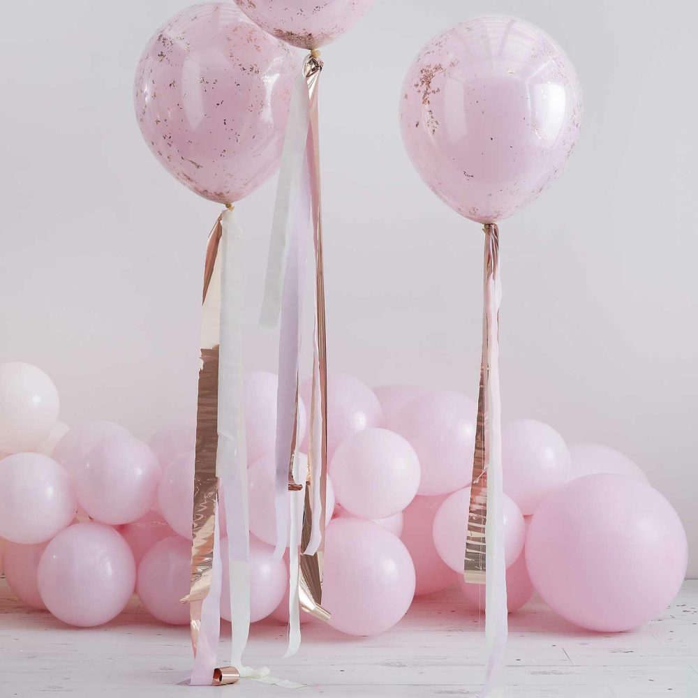 Balloon Tails |   Rose Gold And Pink Streamer Balloon Tails Balloon Accessories Balloon Tails