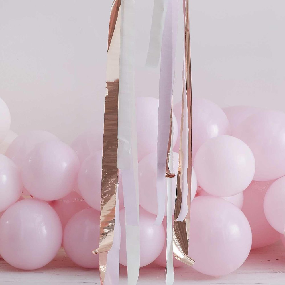 Balloon Tails |   Rose Gold And Pink Streamer Balloon Tails Balloon Accessories Balloon Tails