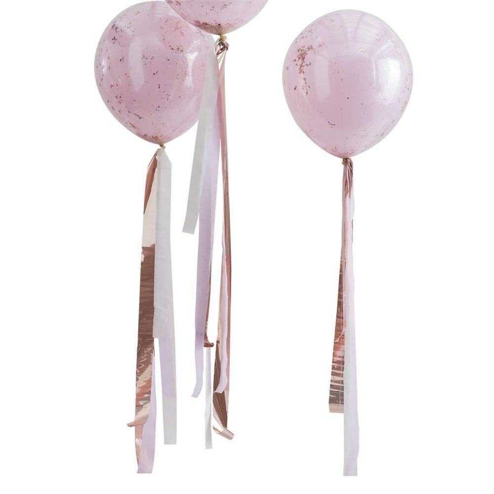 Balloon Tails |   Rose Gold And Pink Streamer Balloon Tails Balloon Accessories Balloon Tails