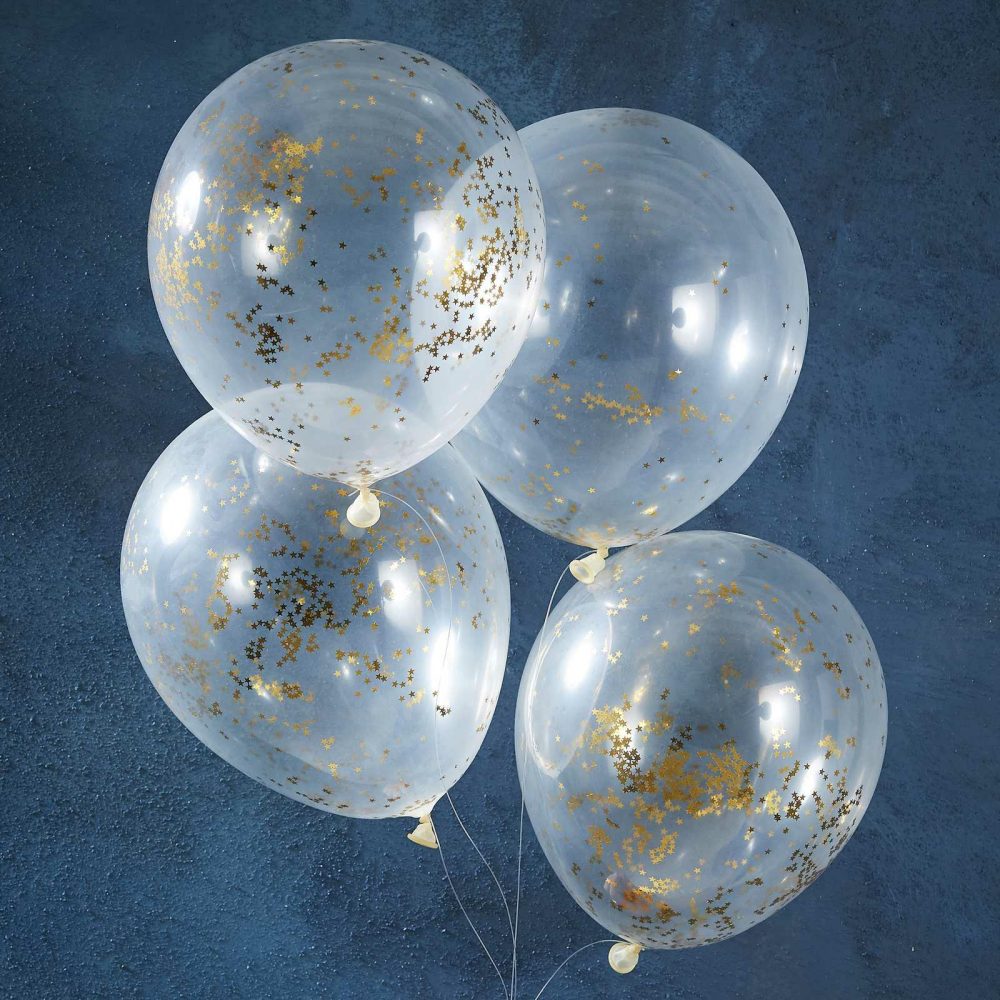 Latex Balloons |   Gold Glitter Star Confetti Balloons Balloons Clear Balloons