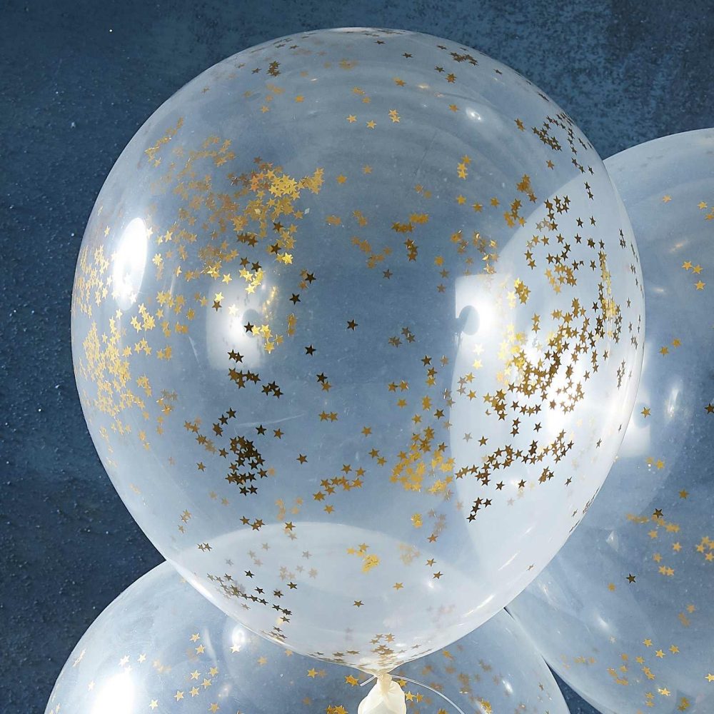 Latex Balloons |   Gold Glitter Star Confetti Balloons Balloons Clear Balloons