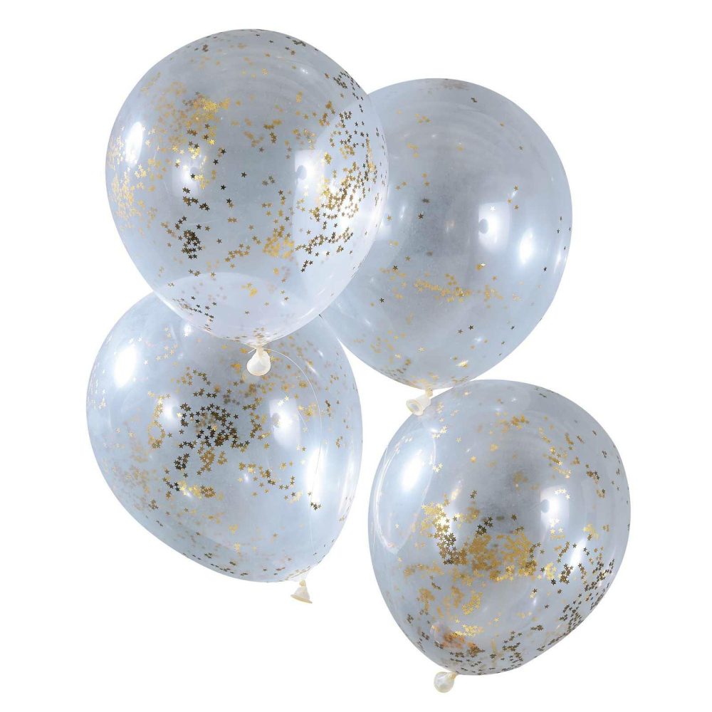 Latex Balloons |   Gold Glitter Star Confetti Balloons Balloons Clear Balloons