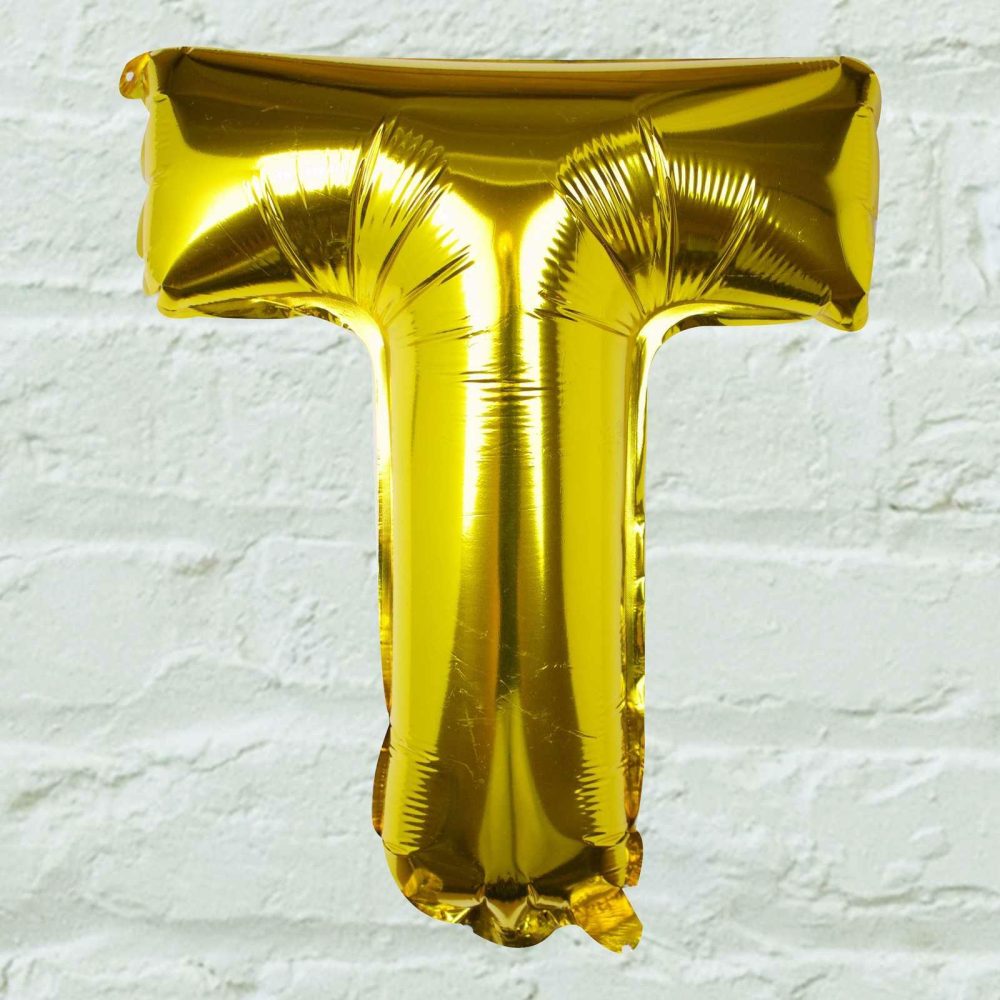 Letter Balloons |   Gold Foil Letter T Balloon Balloons Foil Balloons