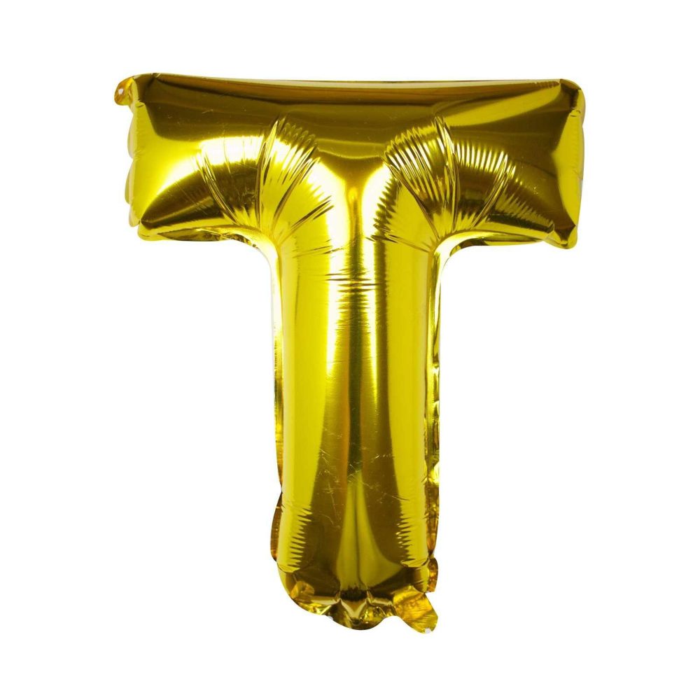 Letter Balloons |   Gold Foil Letter T Balloon Balloons Foil Balloons