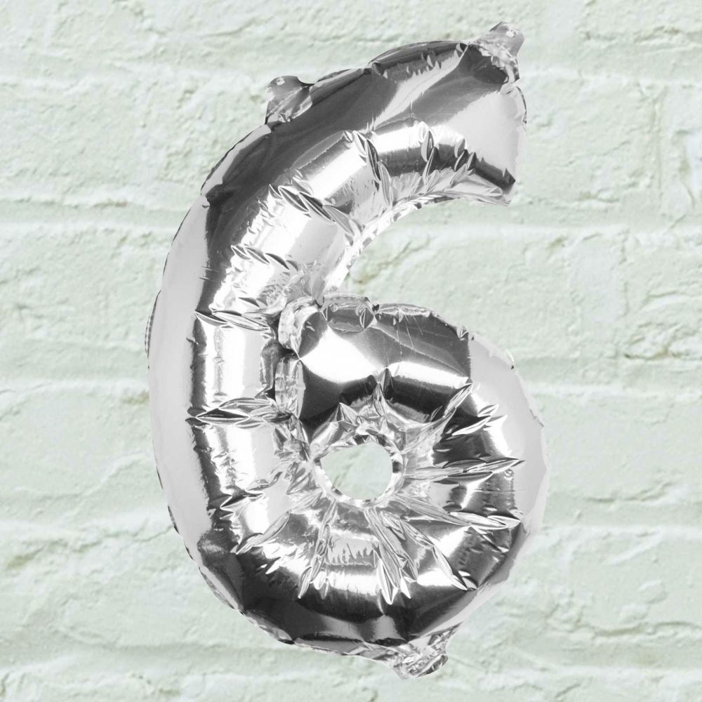 Number Balloons |   Silver Foil Number 6 Balloon Balloons Foil Balloons