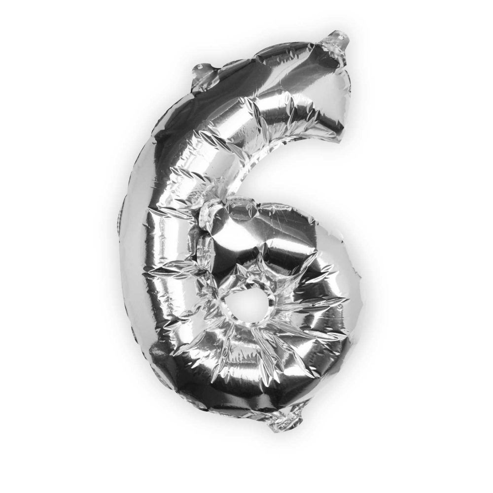 Number Balloons |   Silver Foil Number 6 Balloon Balloons Foil Balloons