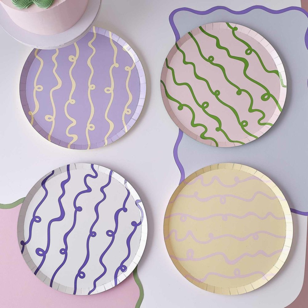 Birthday Tableware |   Wavy Pastel Party Tableware Kit Birthday Decorations Birthday Tableware