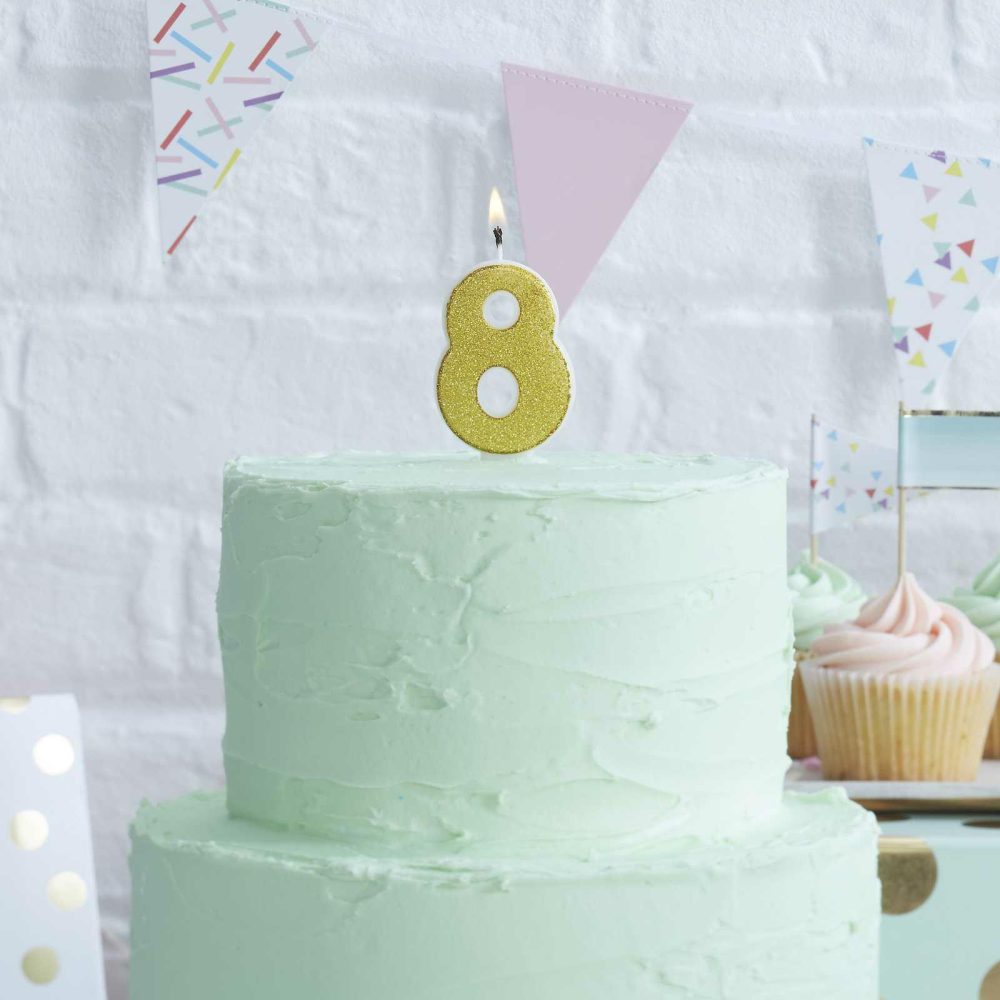 Cake Candles |   Gold Glitter 8 Number Candle – Pick And Mix Cake Candles Cake Candles