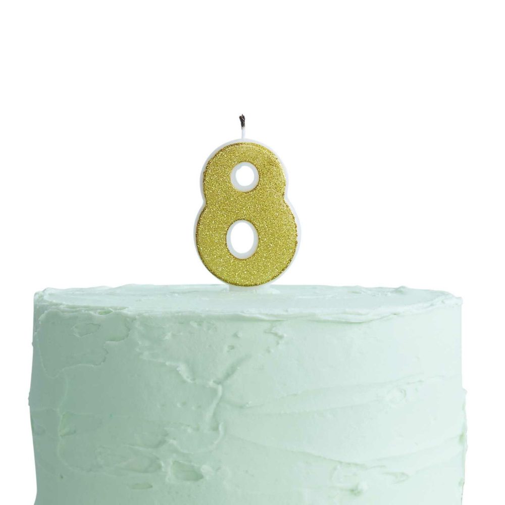 Cake Candles |   Gold Glitter 8 Number Candle – Pick And Mix Cake Candles Cake Candles