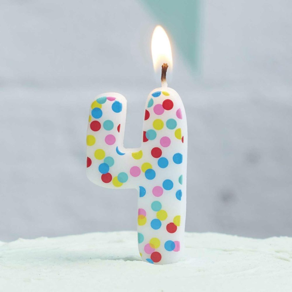 Cake Candles |   Polka Dot Candle Number 4 – Pick And Mix Cake Candles Cake Candles