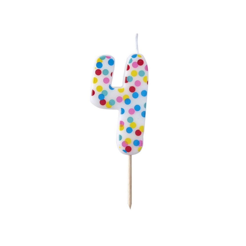 Cake Candles |   Polka Dot Candle Number 4 – Pick And Mix Cake Candles Cake Candles