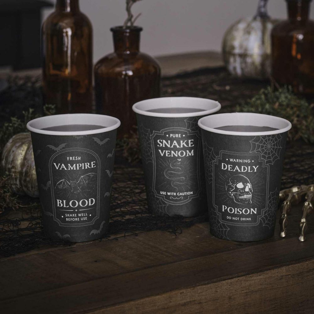 Paper Cups |   Black Potion Label Halloween Party Paper Cups Paper Cups Paper Cups