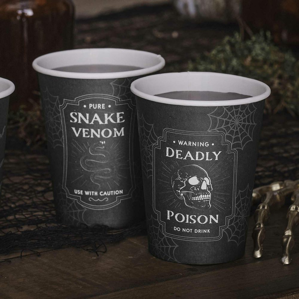 Paper Cups |   Black Potion Label Halloween Party Paper Cups Paper Cups Paper Cups