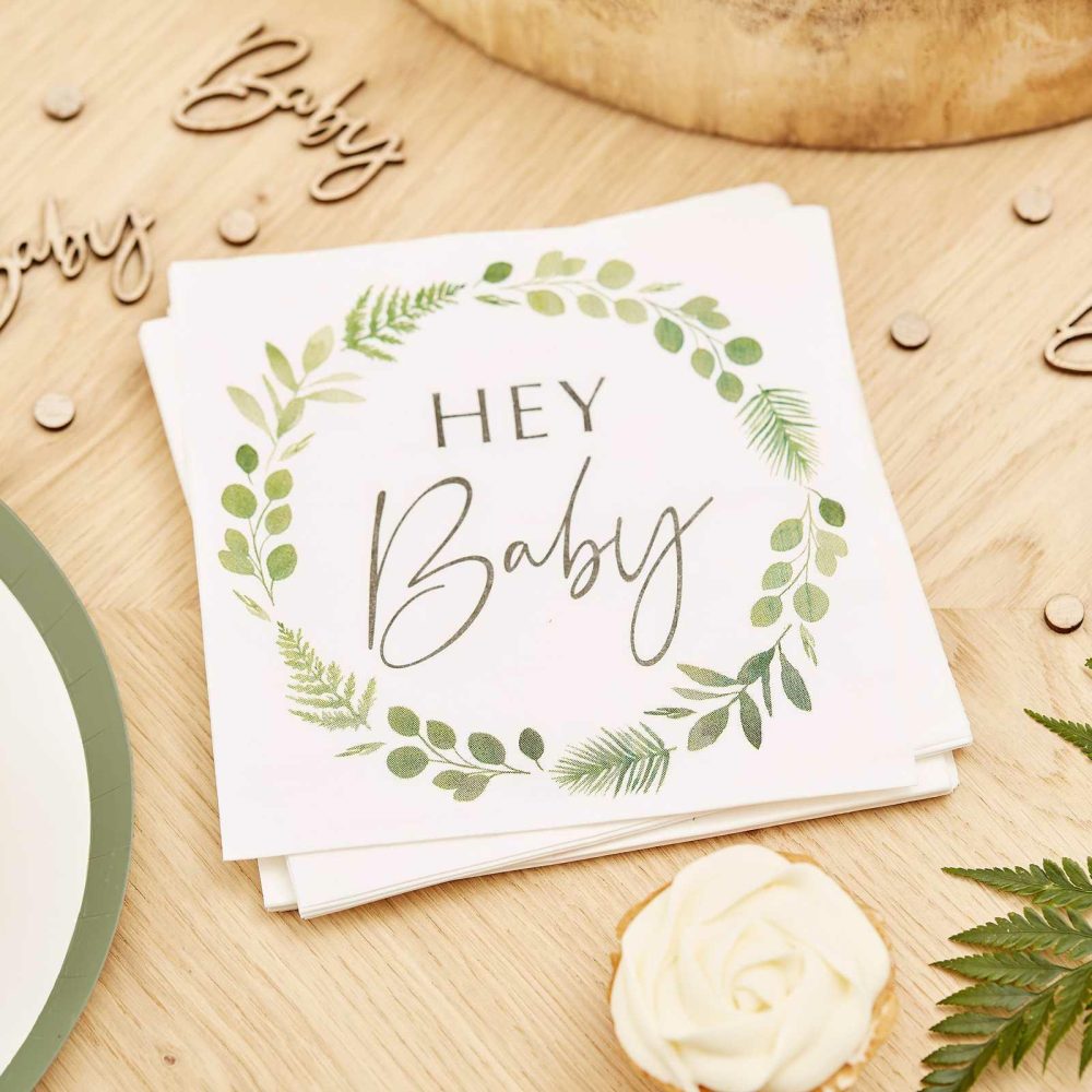 Paper Napkins |   Hey Baby Shower Botanical Napkins Paper Napkins Paper Napkins