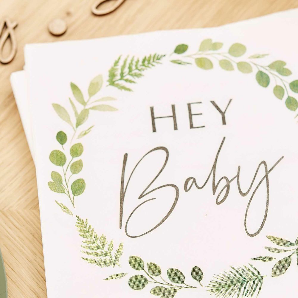 Paper Napkins |   Hey Baby Shower Botanical Napkins Paper Napkins Paper Napkins