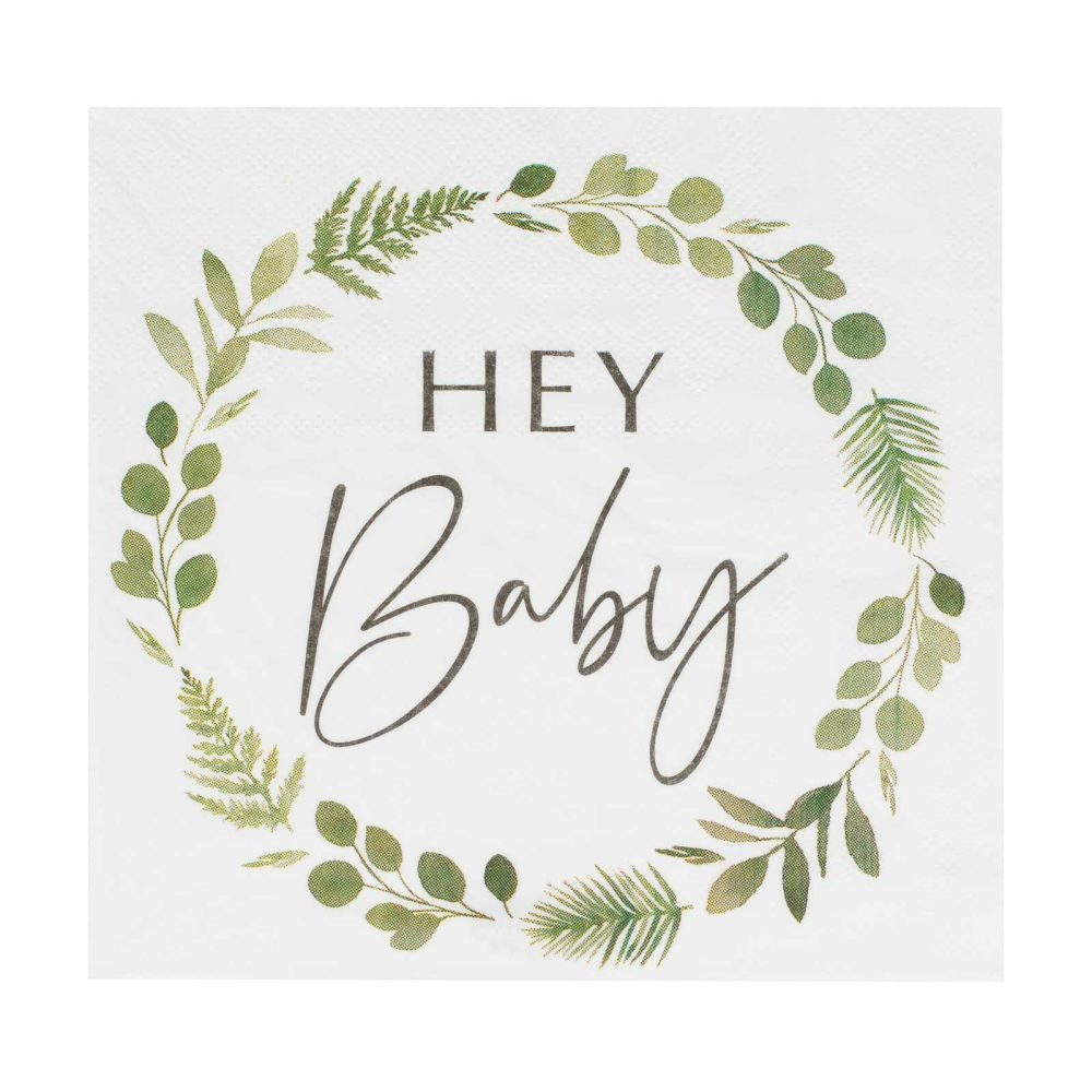 Paper Napkins |   Hey Baby Shower Botanical Napkins Paper Napkins Paper Napkins