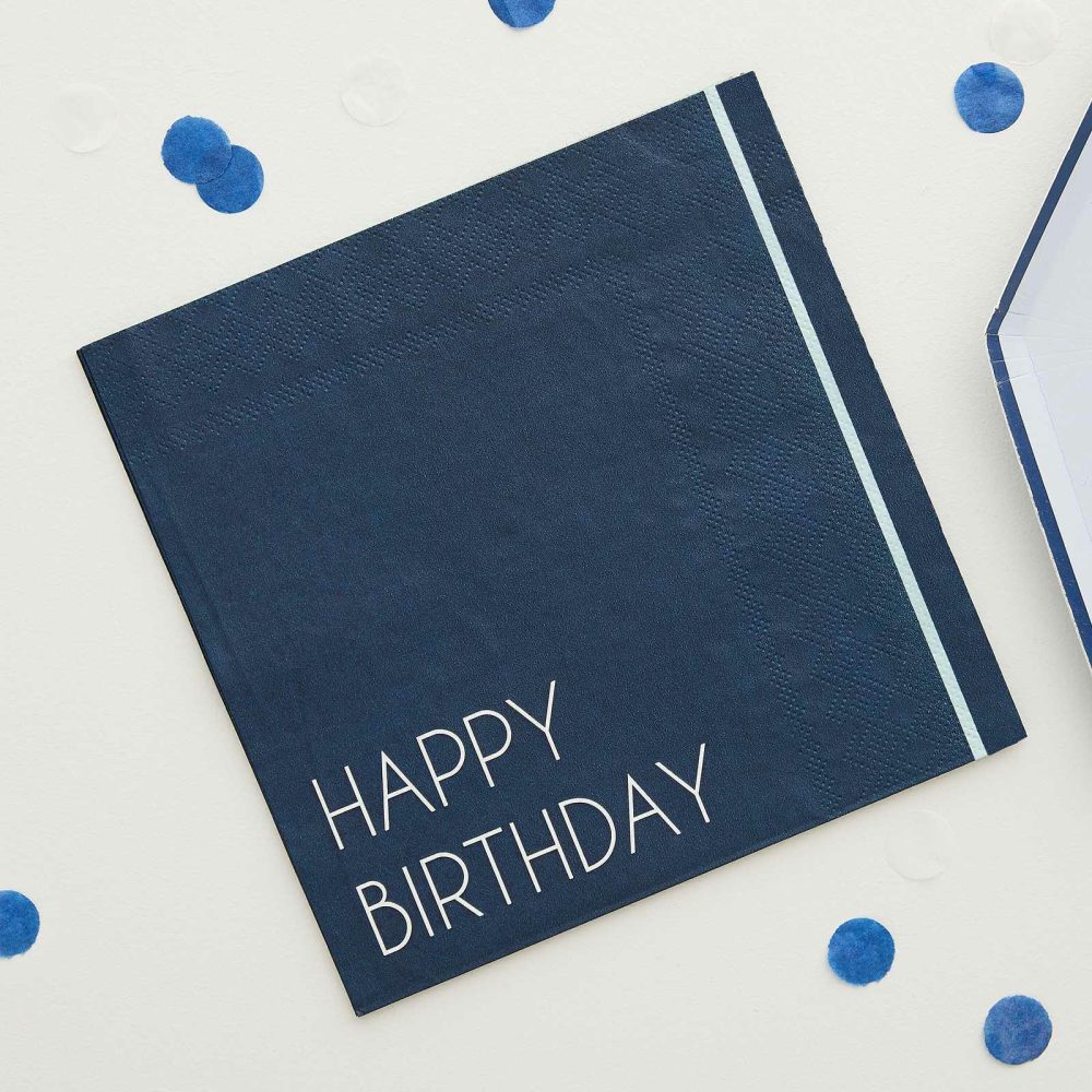 Paper Napkins |   Navy Happy Birthday Paper Napkins Paper Napkins Paper Napkins