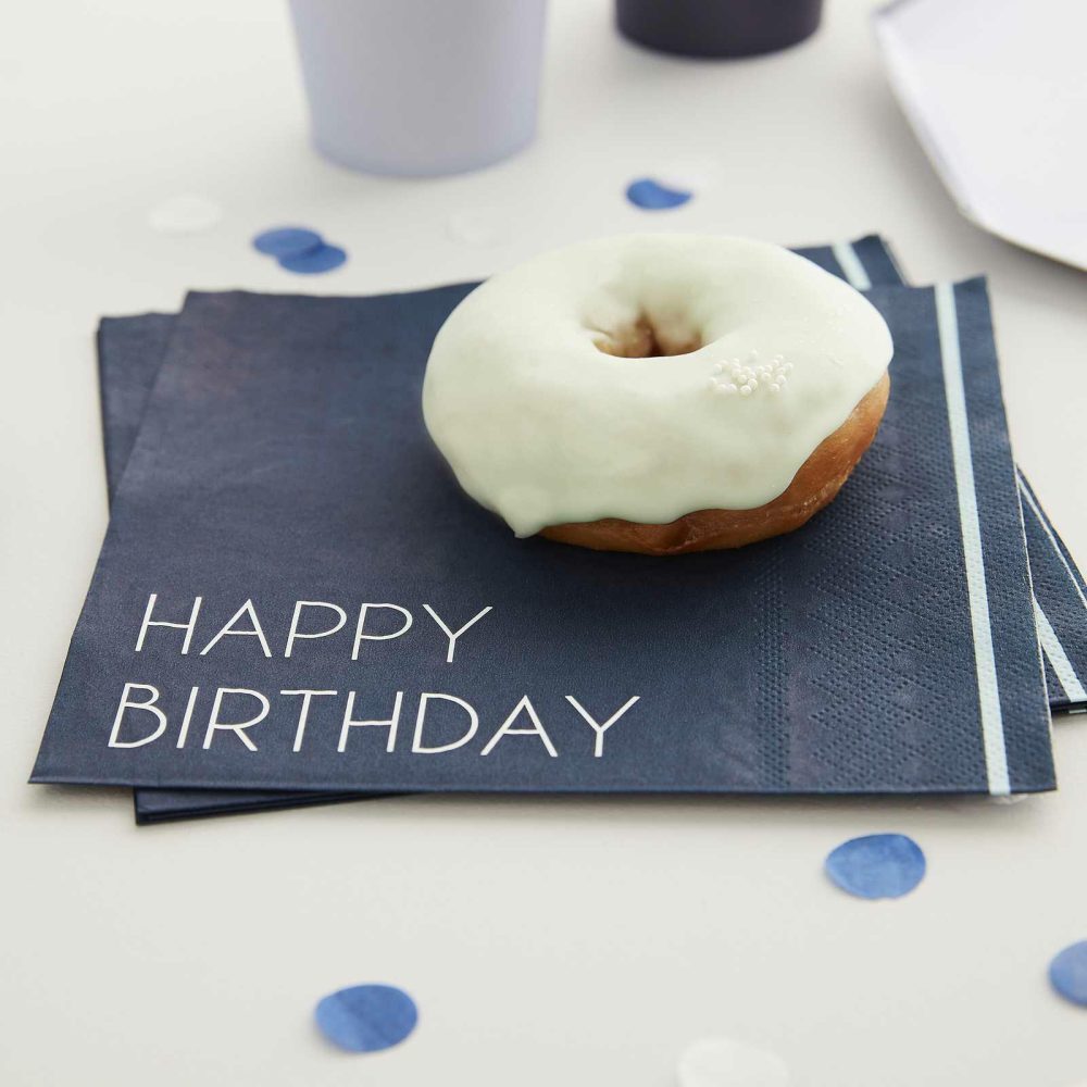 Paper Napkins |   Navy Happy Birthday Paper Napkins Paper Napkins Paper Napkins