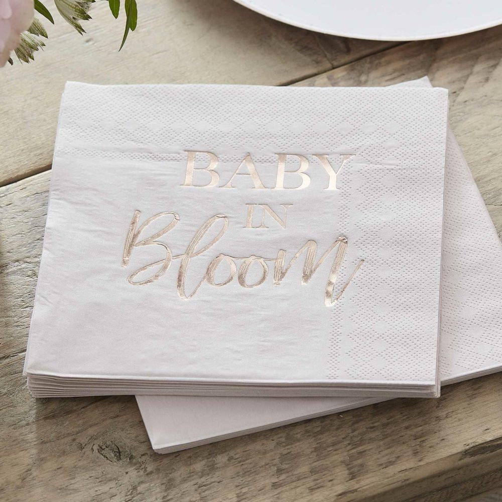 Paper Napkins |   Rose Gold And Blush Baby Shower Napkins Paper Napkins Paper Napkins