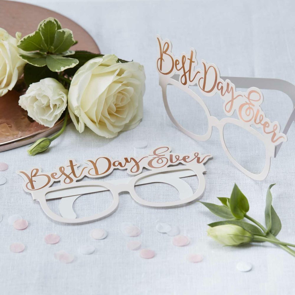 Photobooth Props & Games |   Rose Gold Best Day Ever Glasses Birthday Decorations Photobooth Props & Games