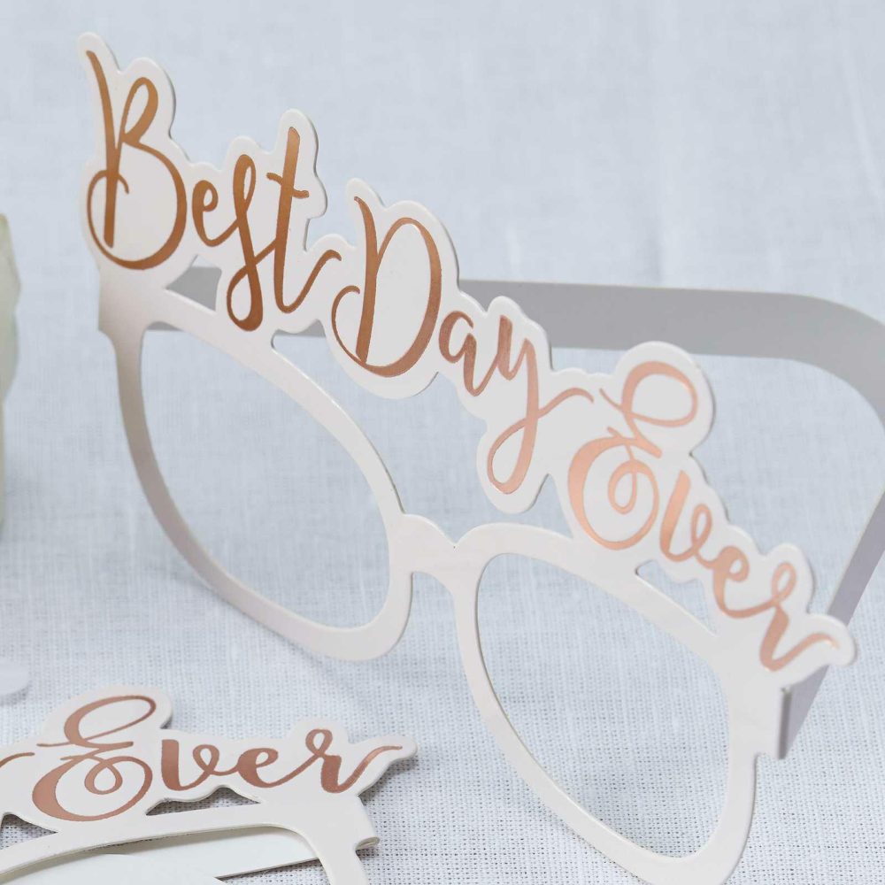 Photobooth Props & Games |   Rose Gold Best Day Ever Glasses Birthday Decorations Photobooth Props & Games