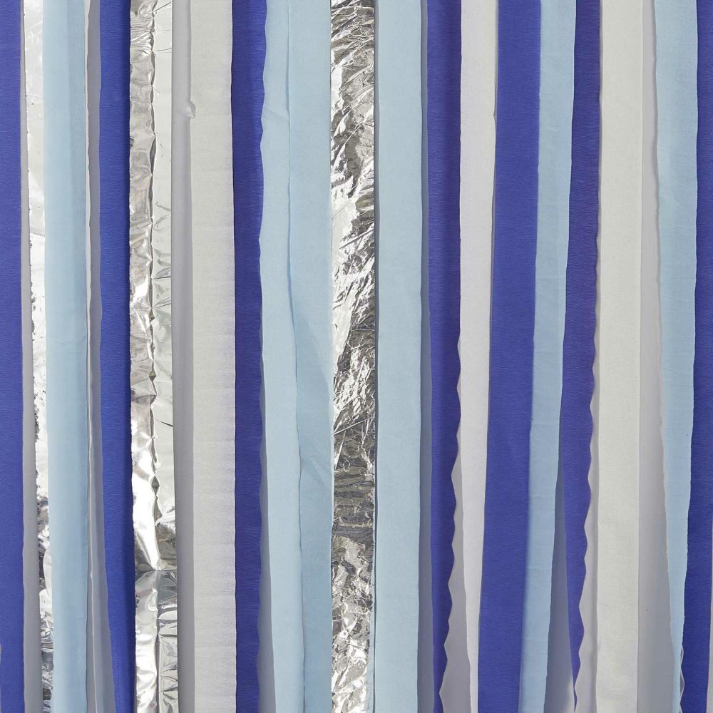 Birthday Backdrops |   Blue And Silver Streamer Party Backdrop Birthday Backdrops Birthday Backdrops