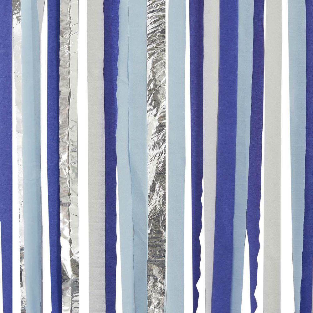 Birthday Backdrops |   Blue And Silver Streamer Party Backdrop Birthday Backdrops Birthday Backdrops