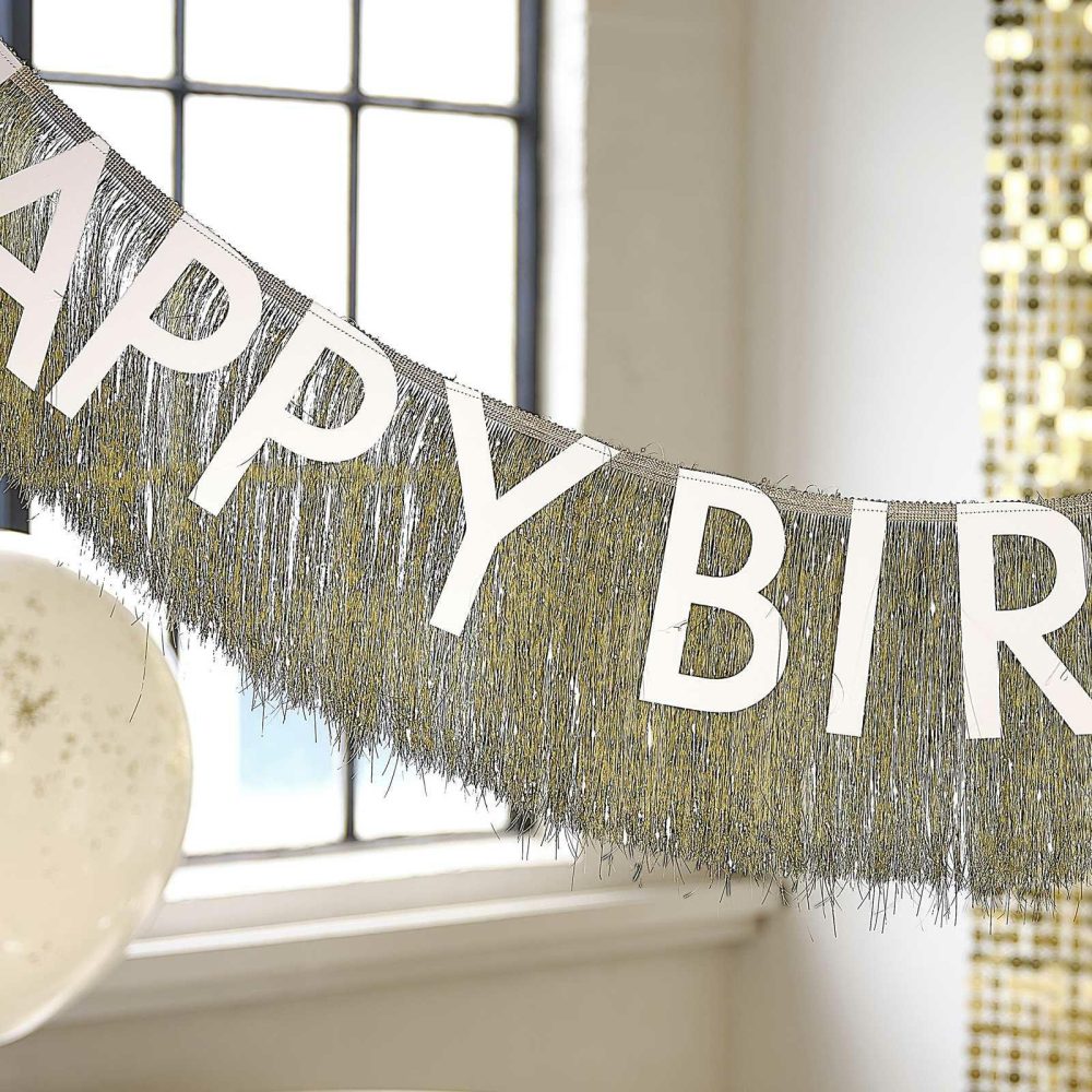 Birthday Banners |   Gold Fringe Happy Birthday Bunting Birthday Banners Birthday Banners