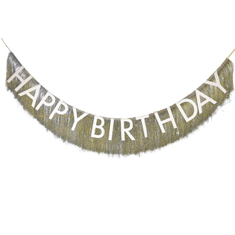 Birthday Banners |   Gold Fringe Happy Birthday Bunting Birthday Banners Birthday Banners