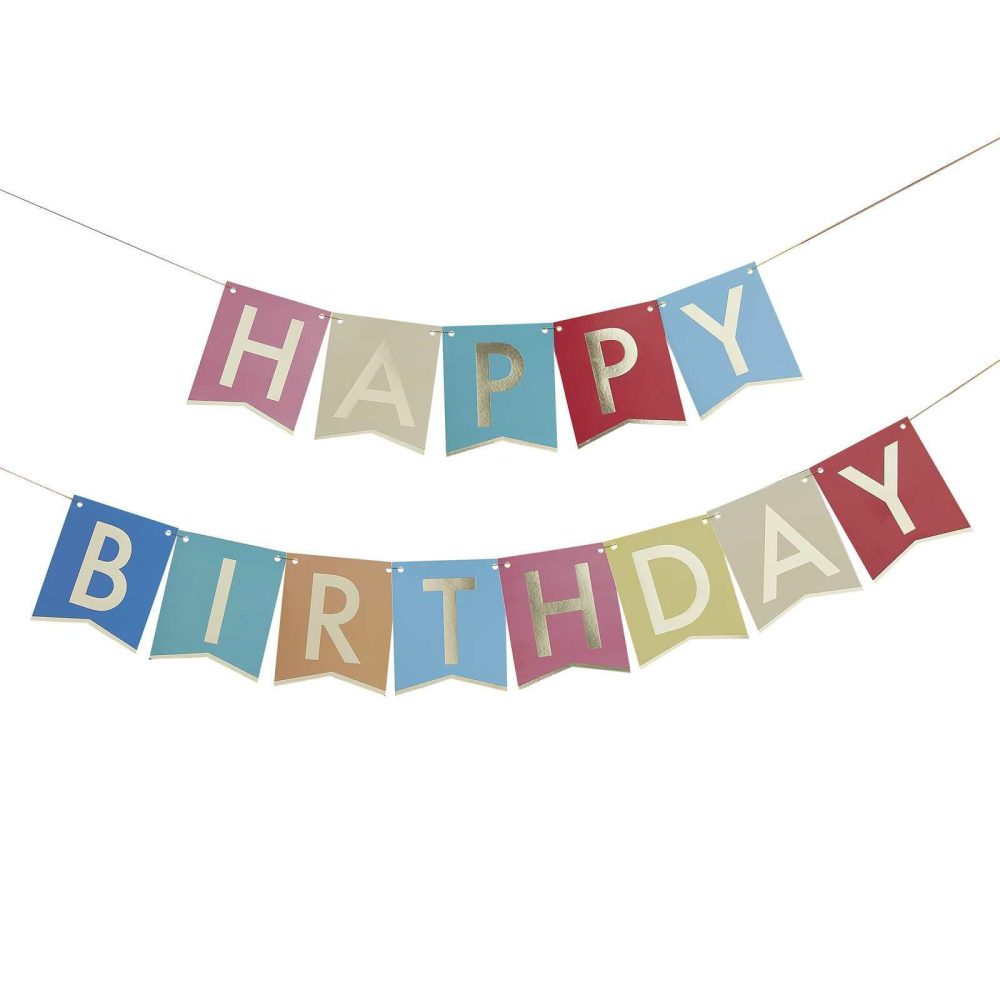 Birthday Banners |   Multi-Coloured Happy Birthday Banner Bunting Birthday Banners Birthday Banners