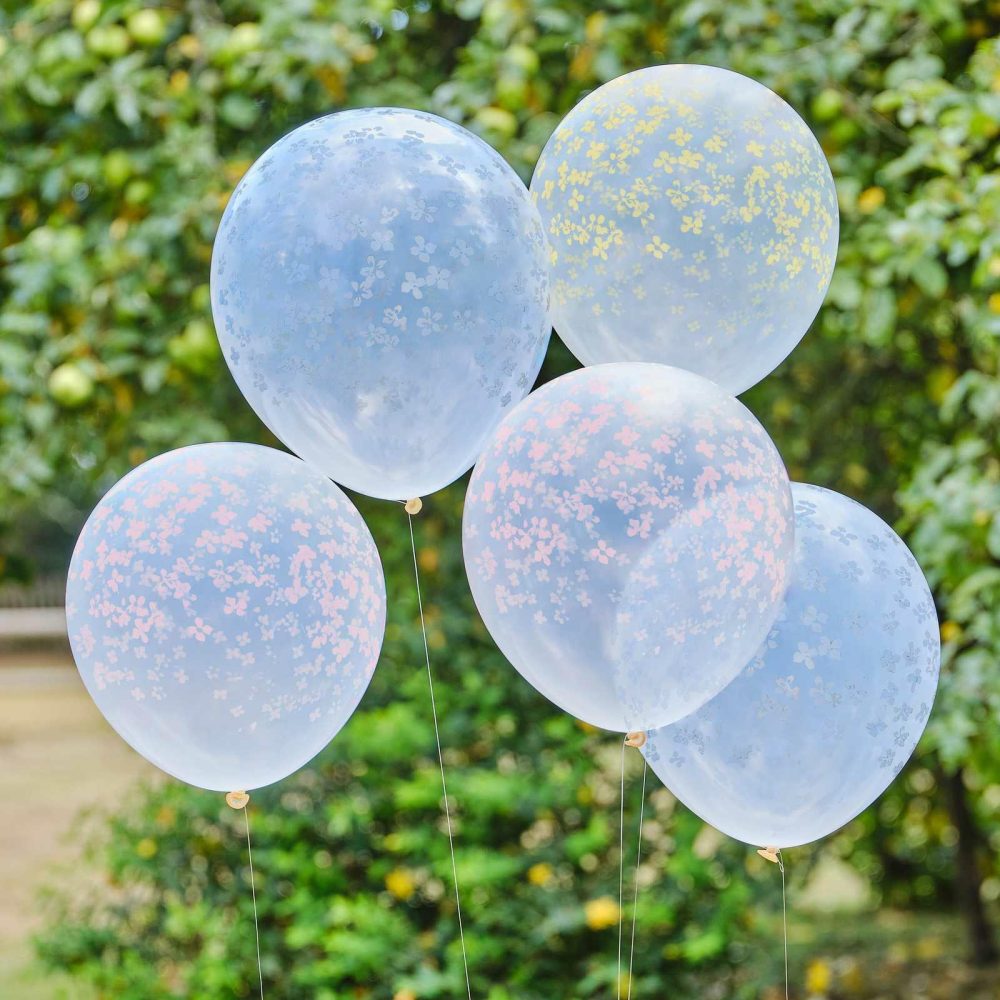 Confetti Balloons |   Pastel Printed Flower Balloons Cluster Balloons Confetti Balloons