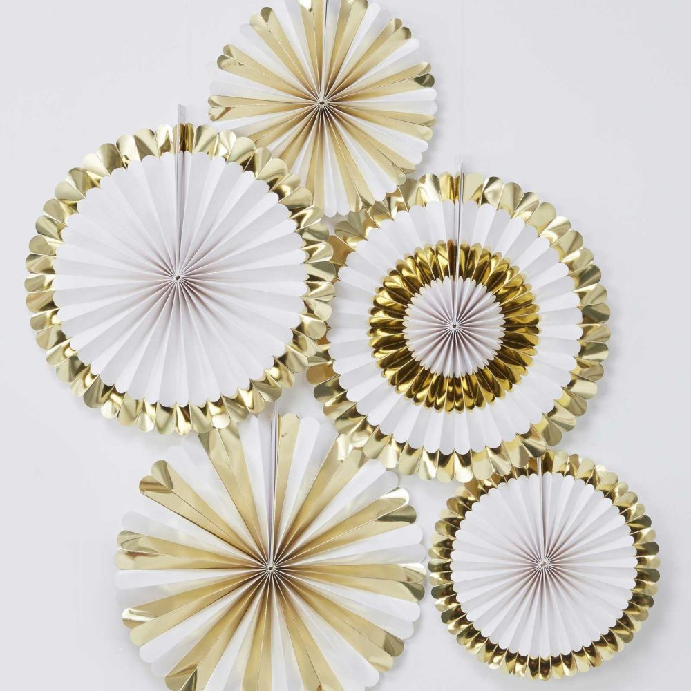 Hanging Decorations |   Gold Foiled Paper Fan Decorations Hanging Decorations Hanging Decorations