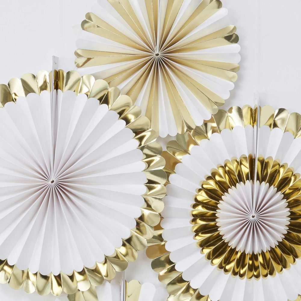 Hanging Decorations |   Gold Foiled Paper Fan Decorations Hanging Decorations Hanging Decorations