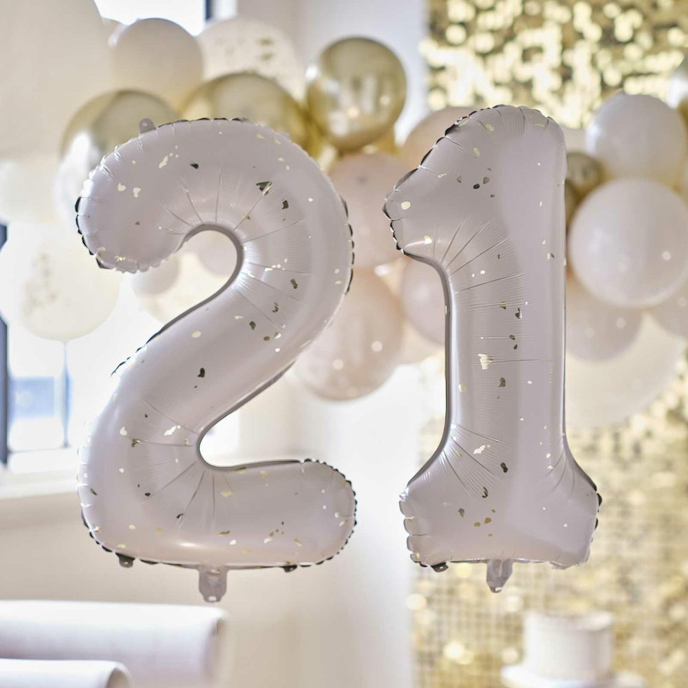 Number Balloons |   Gold Speckle 21St Birthday Balloons Balloons Helium Balloons