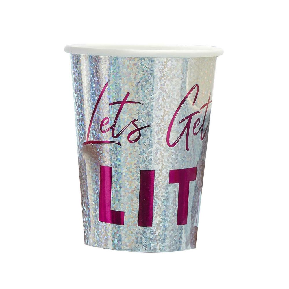 Paper Cups |   Holographic Lets Get Lit Paper Cups – Jolly Vibes Paper Cups Paper Cups