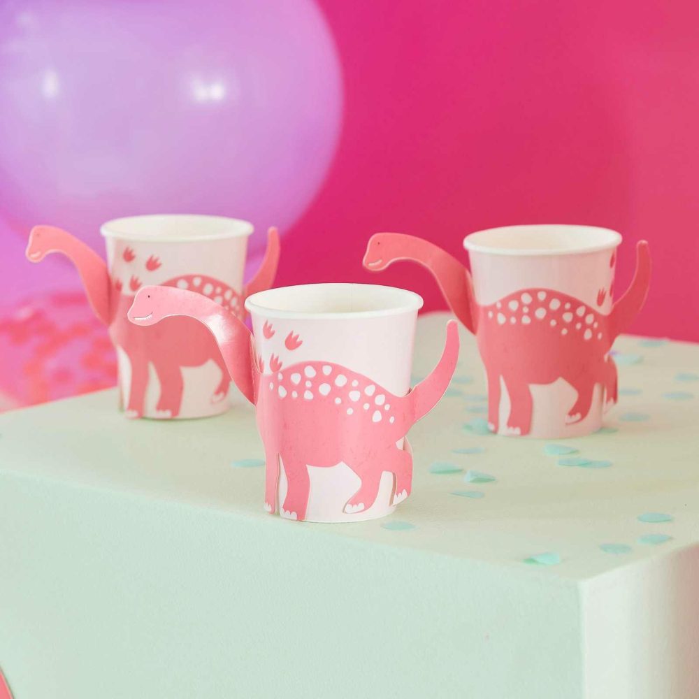 Paper Cups |   Pink Pop Out Dinosaur Paper Cup Paper Cups Paper Cups