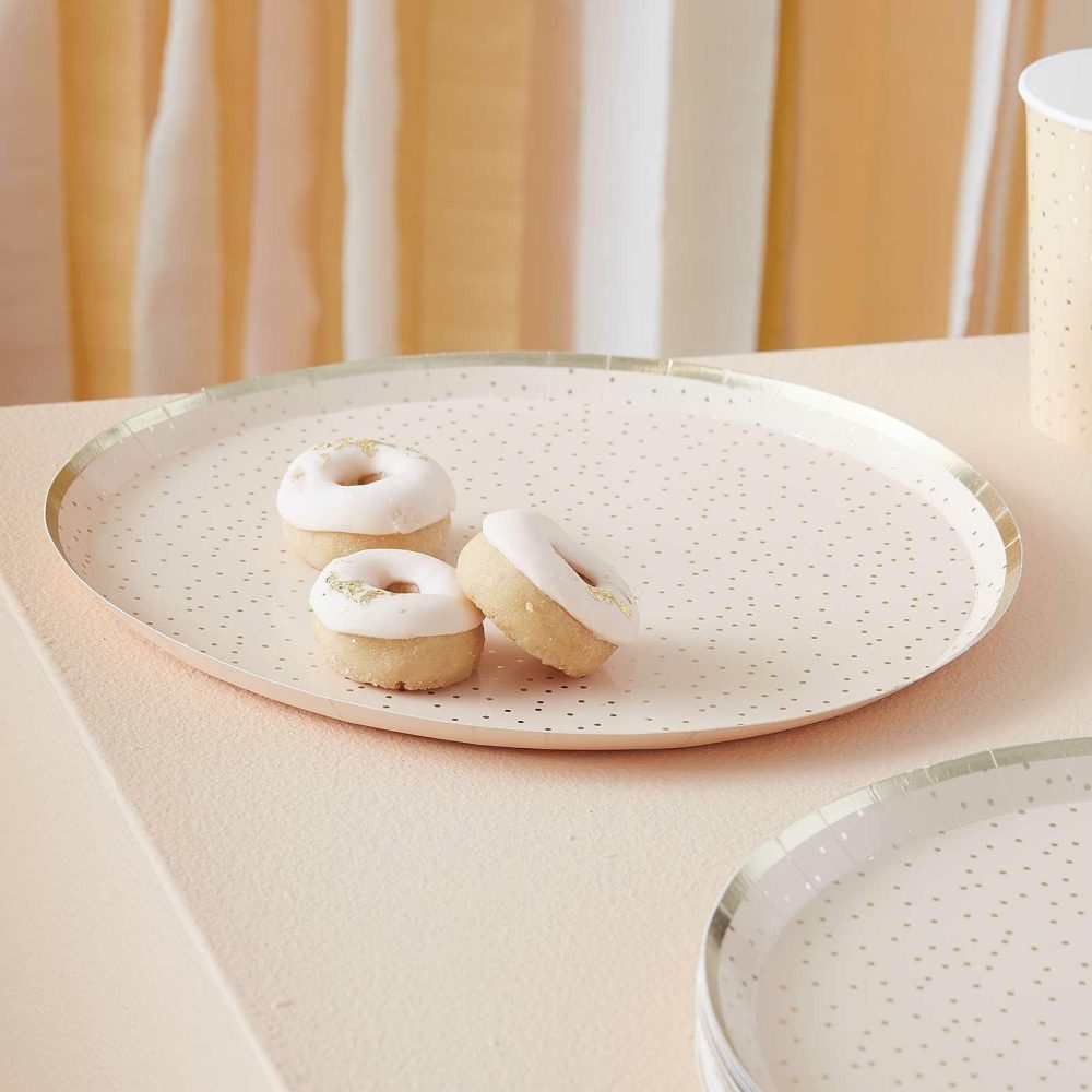 Paper Plates |   Peach And Gold Party Plates Paper Plates Paper Plates