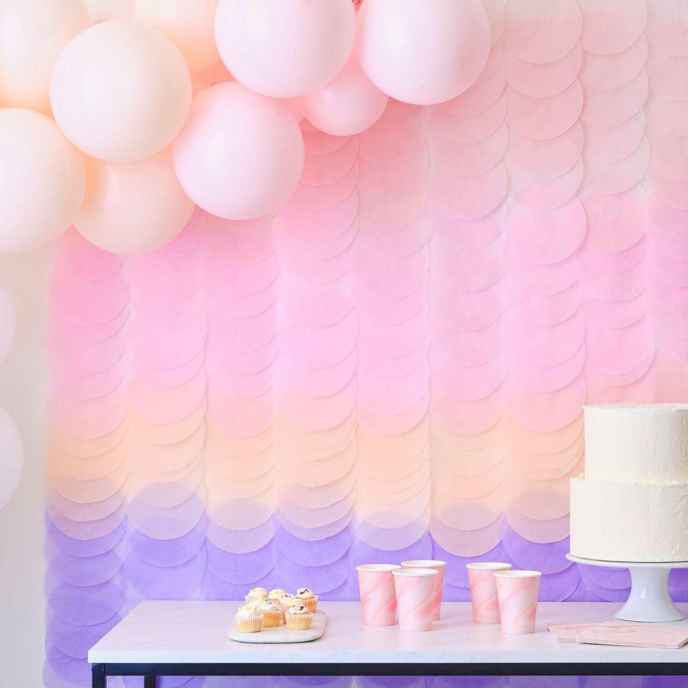 Birthday Backdrops |   Pink And Lilac Tissue Paper Disc Party Backdrop Birthday Backdrops Birthday Backdrops