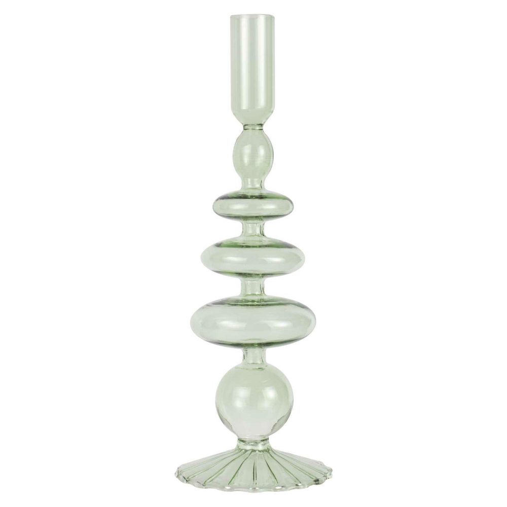 Candles And Candle Holders |   Green Glass Bubble Dinner Candle Holder Candles And Candle Holders Candles And Candle Holders