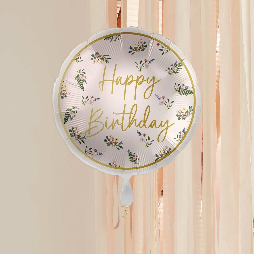 Foil Balloons |   Floral Happy Birthday Balloon Balloons Foil Balloons