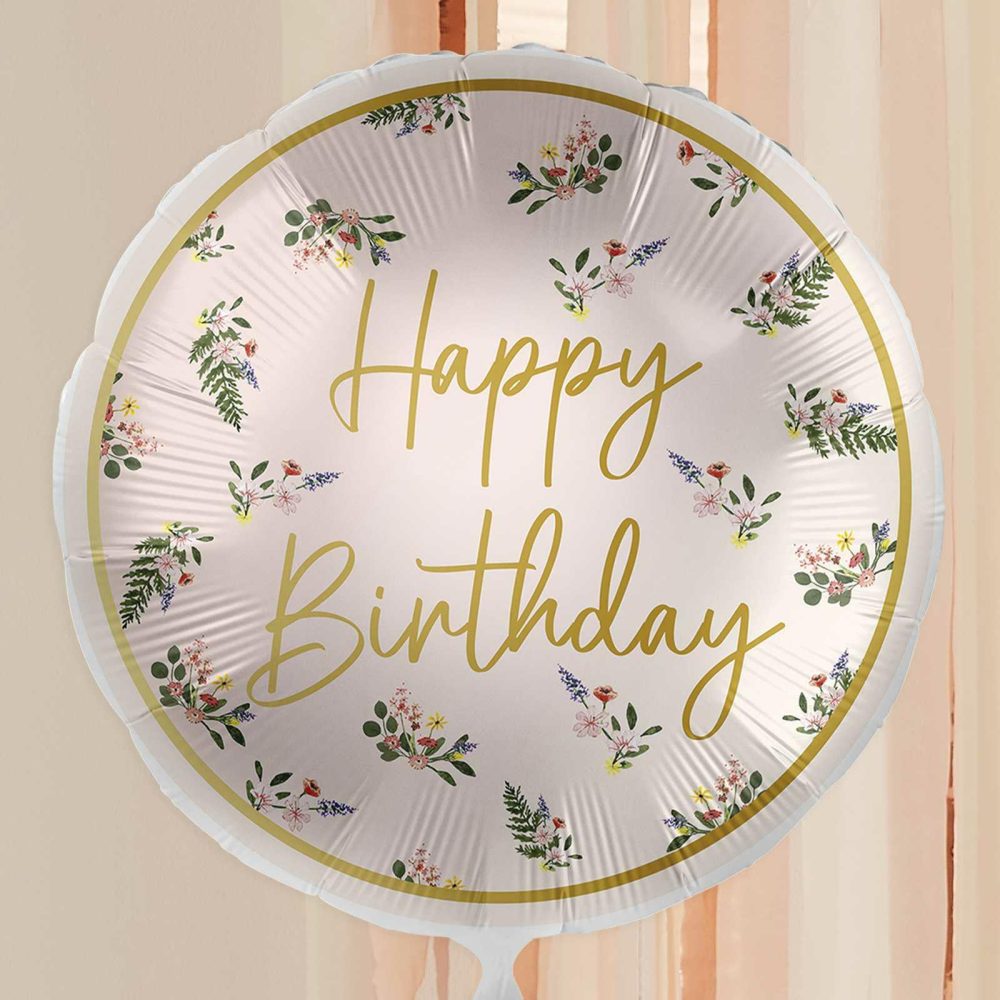 Foil Balloons |   Floral Happy Birthday Balloon Balloons Foil Balloons